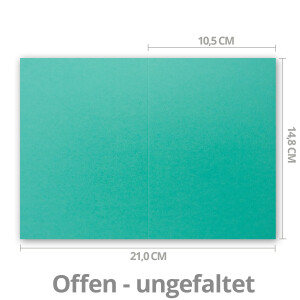 150x Falt-Karten DIN A6 in Pazifikblau - 10,5 x 14,8 cm - Blanko - Doppel-Karten - 240 g/m²