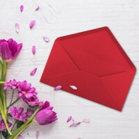 200 Brief-Umschläge Rosen-Rot DIN Lang - 110 x 220 mm (11 x 22 cm) - Nassklebung ohne Fenster - Ideal für Einladungs-Karten - Serie FarbenFroh