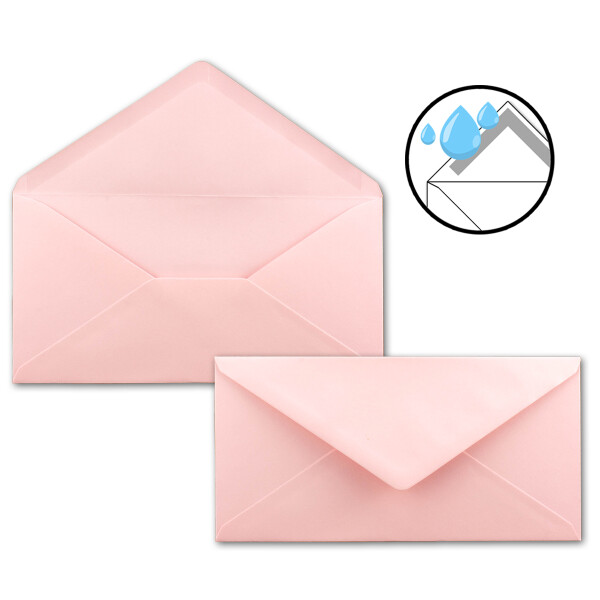 75 Brief-Umschläge Rosa DIN Lang - 110 x 220 mm (11 x 22 cm) - Nassklebung ohne Fenster - Ideal für Einladungs-Karten - Serie FarbenFroh