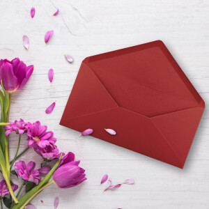 25 Brief-Umschläge Dunkel-Rot DIN Lang - 110 x 220 mm (11 x 22 cm) - Nassklebung ohne Fenster - Ideal für Einladungs-Karten - Serie FarbenFroh