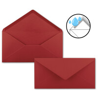 25 Brief-Umschläge Dunkel-Rot DIN Lang - 110 x 220 mm (11 x 22 cm) - Nassklebung ohne Fenster - Ideal für Einladungs-Karten - Serie FarbenFroh