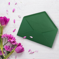 25 Brief-Umschläge Dunkel-Grün DIN Lang - 110 x 220 mm (11 x 22 cm) - Nassklebung ohne Fenster - Ideal für Einladungs-Karten - Serie FarbenFroh