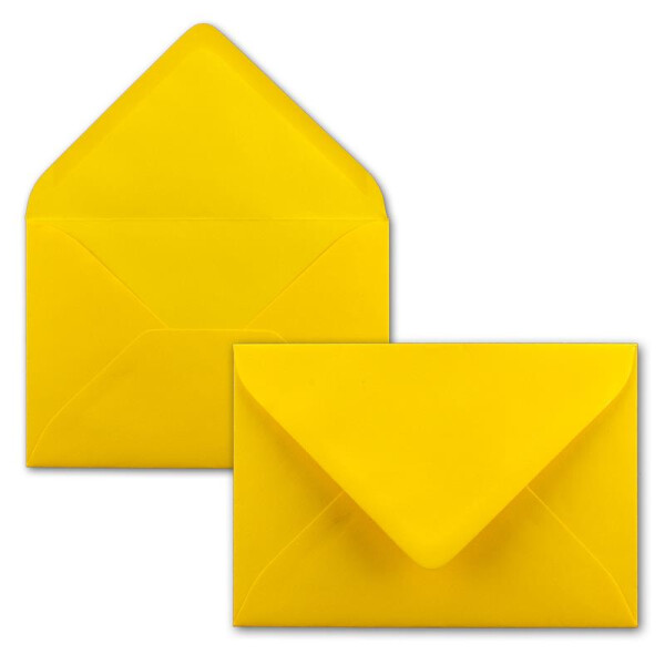 25x Brief-Umschläge Format B6 - Honig-Gelb- 12 x 17,5 cm - Nassklebung mit spitzer Klappe - 110 g/m² - Einladungs-Kuverts