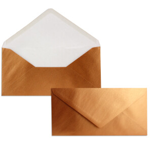 75 Brief-Umschläge Kupfer Metallic DIN Lang - 110 x 220 mm (11 x 22 cm) - Nassklebung ohne Fenster - Ideal für Einladungs-Karten - Serie FarbenFroh