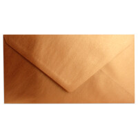 75 Brief-Umschläge Kupfer Metallic DIN Lang - 110 x 220 mm (11 x 22 cm) - Nassklebung ohne Fenster - Ideal für Einladungs-Karten - Serie FarbenFroh