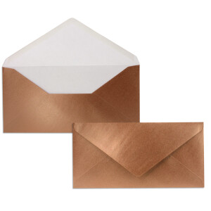 75 Brief-Umschläge Bronze Metallic DIN Lang - 110 x 220 mm (11 x 22 cm) - Nassklebung ohne Fenster - Ideal für Einladungs-Karten - Serie FarbenFroh