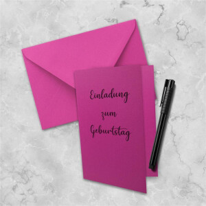 10x DIN B6 Faltkarten Set mit Umschlägen - Amarena (Pink) - 115 x 170 mm - ideal für Einladungskarten, Hochzeit, Taufe, Kommunion, Konfirmation - Marke: FarbenFroh