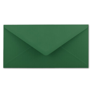 250 Brief-Umschläge Dunkel-Grün DIN Lang - 110 x 220 mm (11 x 22 cm) - Nassklebung ohne Fenster - Ideal für Einladungs-Karten - Serie FarbenFroh