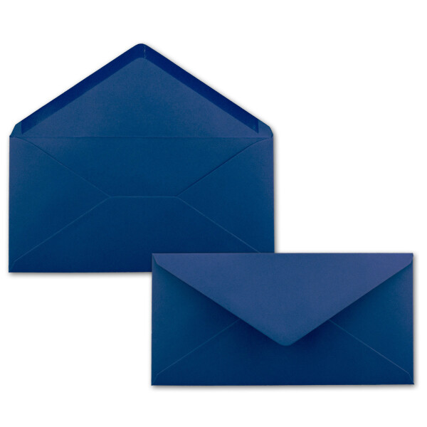 250 Brief-Umschläge Dunkel-Blau / Nachtblau DIN Lang - 110 x 220 mm (11 x 22 cm) - Nassklebung ohne Fenster - Ideal für Einladungs-Karten - Serie FarbenFroh