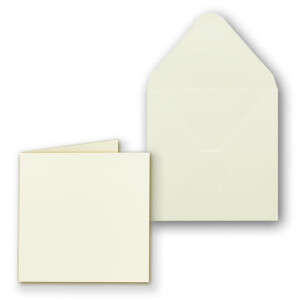 150x Quadratisches Faltkartenset inkl. Briefumschlägen 14 x 14 cm blanko in Creme - ideal zum Selbstgestalten & Kreieren