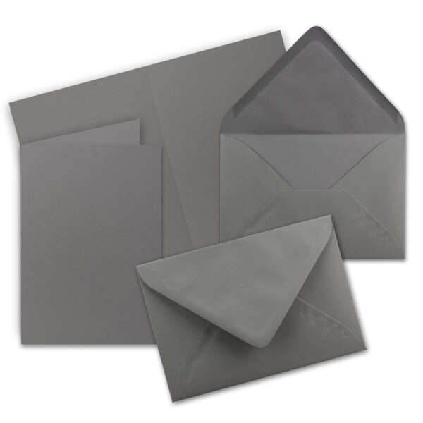 50x DIN B6 Faltkarten Set mit Umschlägen - Graphit (Grau) - 115 x 170 mm - ideal für Einladungskarten, Hochzeit, Taufe, Kommunion, Konfirmation - Marke: FarbenFroh