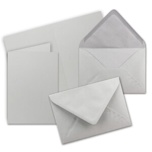 75x DIN B6 Faltkarten Set mit Umschlägen - Hellgrau (Grau) - 115 x 170 mm - ideal für Einladungskarten, Hochzeit, Taufe, Kommunion, Konfirmation - Marke: FarbenFroh