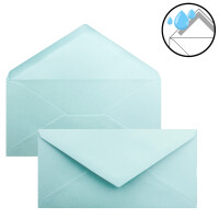 150 Brief-Umschläge Hell-Blau DIN Lang - 110 x 220 mm (11 x 22 cm) - Nassklebung ohne Fenster - Ideal für Einladungs-Karten - Serie FarbenFroh