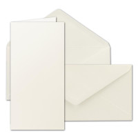 75x Faltkartenset inklusive Briefumschläge in DIN Lang 11 x 22 cm in Creme - blanko Einladungskarten - Klappkarten zum Selbstegestalten & Kreieren