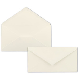 100x Faltkartenset inklusive Briefumschläge in DIN Lang 11 x 22 cm in Creme - blanko Einladungskarten - Klappkarten zum Selbstegestalten & Kreieren