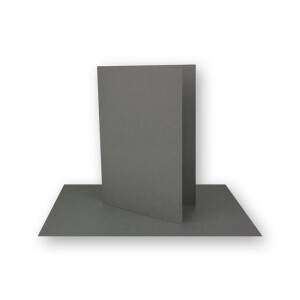 50x DIN B6 Faltkarten-Set - Graphit-Grau - 115 x 170 mm - 11,5 x 17 cm - Doppelkarten mit Umschlägen und Einleger-Papier - FarbenFroh by GUSTAV NEUSER