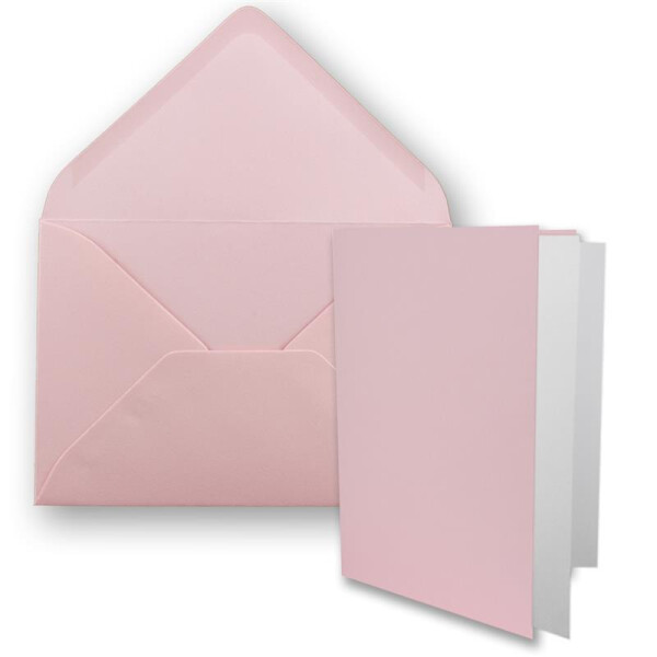 10x DIN B6 Faltkarten-Set - Rosa - 115 x 170 mm - 11,5 x 17 cm - Doppelkarten mit Umschlägen und Einleger-Papier - FarbenFroh by GUSTAV NEUSER