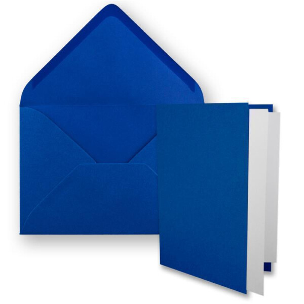 10x DIN B6 Faltkarten-Set - royalblau - 115 x 170 mm - 11,5 x 17 cm - Doppelkarten mit Umschlägen und Einleger-Papier - FarbenFroh by GUSTAV NEUSER