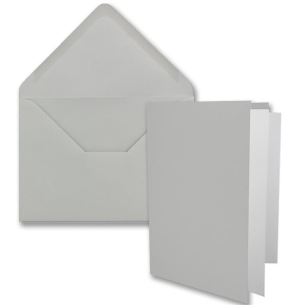 10x DIN B6 Faltkarten-Set - Hellgrau - 115 x 170 mm - 11,5 x 17 cm - Doppelkarten mit Umschlägen und Einleger-Papier - FarbenFroh by GUSTAV NEUSER