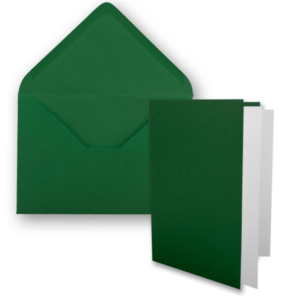 75x DIN B6 Faltkarten-Set - dunkelgrün - 115 x 170 mm - 11,5 x 17 cm - Doppelkarten mit Umschlägen und Einleger-Papier - FarbenFroh by GUSTAV NEUSER