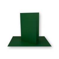 75x DIN B6 Faltkarten-Set - dunkelgrün - 115 x 170 mm - 11,5 x 17 cm - Doppelkarten mit Umschlägen und Einleger-Papier - FarbenFroh by GUSTAV NEUSER