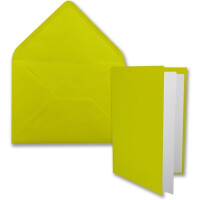 75x DIN B6 Faltkarten-Set - limette - 115 x 170 mm - 11,5 x 17 cm - Doppelkarten mit Umschlägen und Einleger-Papier - FarbenFroh by GUSTAV NEUSER