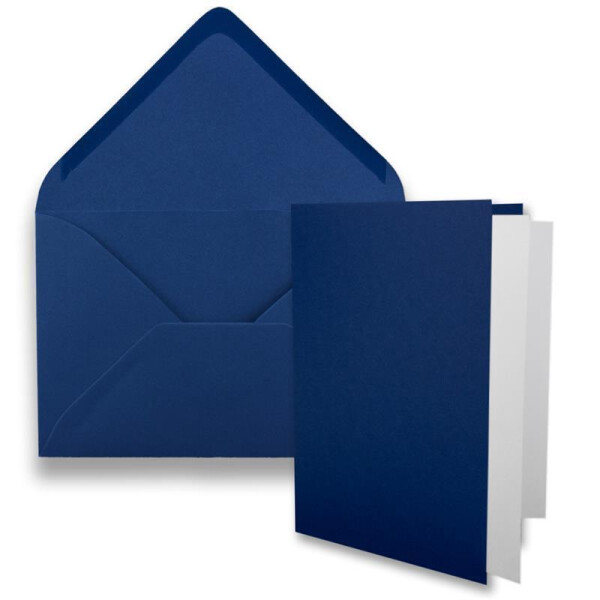 200x DIN B6 Faltkarten-Set - nachtblau - 115 x 170 mm - 11,5 x 17 cm - Doppelkarten mit Umschlägen und Einleger-Papier - FarbenFroh by GUSTAV NEUSER