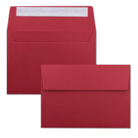 150x Briefumschläge Rosen-Rot DIN C6 Format 11,4 x 16,2 cm - Haftklebung - Kuverts ohne Fenster - Weihnachten, Grußkarten & Einladungen - Für A6 & A4 Papier