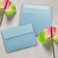 150x Briefumschläge Hell-Blau DIN C6 Format 11,4 x 16,2 cm - Haftklebung - Kuverts ohne Fenster - Weihnachten, Grußkarten & Einladungen - Für A6 & A4 Papier