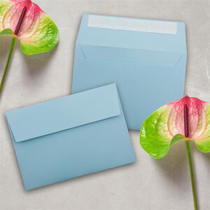 400x Briefumschläge Hell-Blau DIN C6 Format 11,4 x 16,2 cm - Haftklebung - Kuverts ohne Fenster - Weihnachten, Grußkarten & Einladungen - Für A6 & A4 Papier