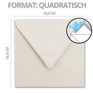 1000x quadratische Briefumschläge naturweiß (creme) - 100 g/m² - 15 x 15 cm - Ideal für Grußkarten und Einladungs-Karten - Marke: NEUSER PAPIER