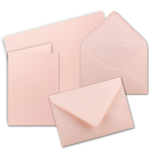 50x DIN B6 Faltkarten Set mit Umschlägen - Rosa - 115 x 170 mm - ideal für Einladungskarten, Hochzeit, Taufe, Kommunion, Konfirmation - Marke: FarbenFroh