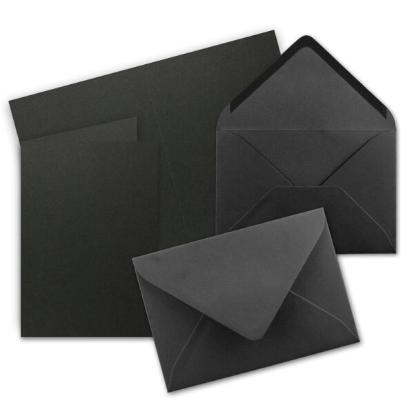 50x DIN B6 Faltkarten Set mit Umschlägen - Schwarz - 115 x 170 mm - ideal für Einladungskarten, Hochzeit, Taufe, Kommunion, Konfirmation - Marke: FarbenFroh