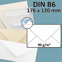 DIN B6 Briefumschlag - Nassklebung - 17,6 x 12,0 cm - 90...