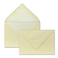 75 Briefumschläge ivory - DIN C6 - mit gehämmerter