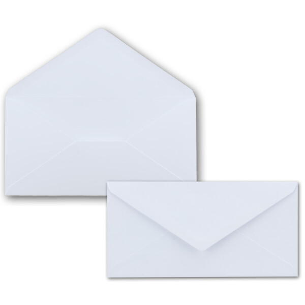 75 Brief-Umschläge Weiß / Hochweiß DIN Lang - 110 x 220 mm (11 x 22 cm) - Nassklebung ohne Fenster - Ideal für Einladungs-Karten - Serie FarbenFroh