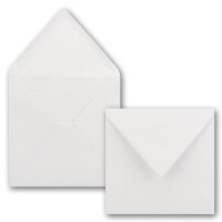 25x Briefumschläge Quadratisch 16 x 16 cm in Hochweiß (Weiß) - Umschläge mit weißem Seidenfutter - Kuverts ohne Fenster & mit Nassklebung - Für Einladungskarten zu Hochzeit und Geburtstag