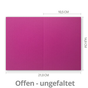 25x Falt-Karten DIN A6 in Amarena (Pink, gerippt) - 10,5 x 14,8 cm - Blanko - Doppel-Karten - 240 g/m²