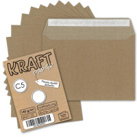 75x Vintage Brief-Umschläge DIN C5 Kraftpapier 140 gr - 229 x 162 mm - braun - innen grau - nachhaltiges Recyclingpapier - Haftklebung - UmWelt by GUSTAV NEUSER