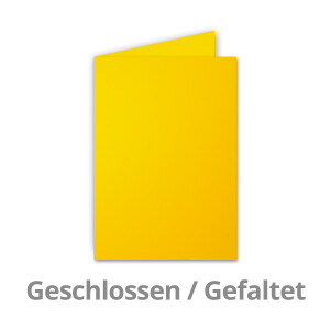 250x Falt-Karten DIN A6 in Honiggelb (Gelb) - 10,5 x 14,8 cm - Blanko - Doppel-Karten - 220 g/m²