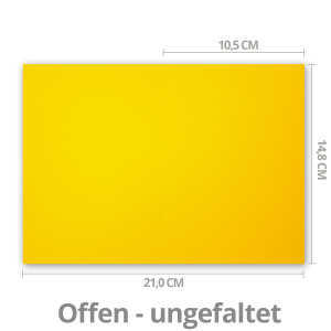 250x Falt-Karten DIN A6 in Honiggelb (Gelb) - 10,5 x 14,8 cm - Blanko - Doppel-Karten - 220 g/m²