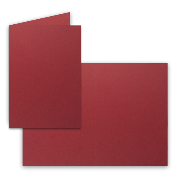 250x Falt-Karten DIN A6 in Dunkelrot (Rot) - 10,5 x 14,8 cm - Blanko - Doppel-Karten - 220 g/m²