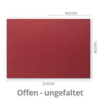 250x Falt-Karten DIN A6 in Dunkelrot (Rot) - 10,5 x 14,8 cm - Blanko - Doppel-Karten - 220 g/m²