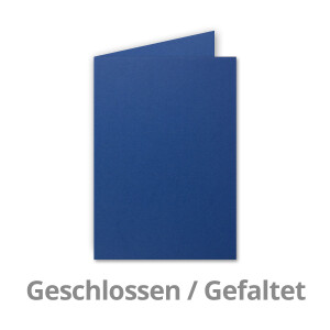 250x Falt-Karten DIN A6 in Nachtblau (Dunkelblau) - 10,5 x 14,8 cm - Blanko - Doppel-Karten - 220 g/m²