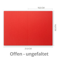300x Falt-Karten DIN A6 in Rot - 10,5 x 14,8 cm - Blanko - Doppel-Karten - 220 g/m²