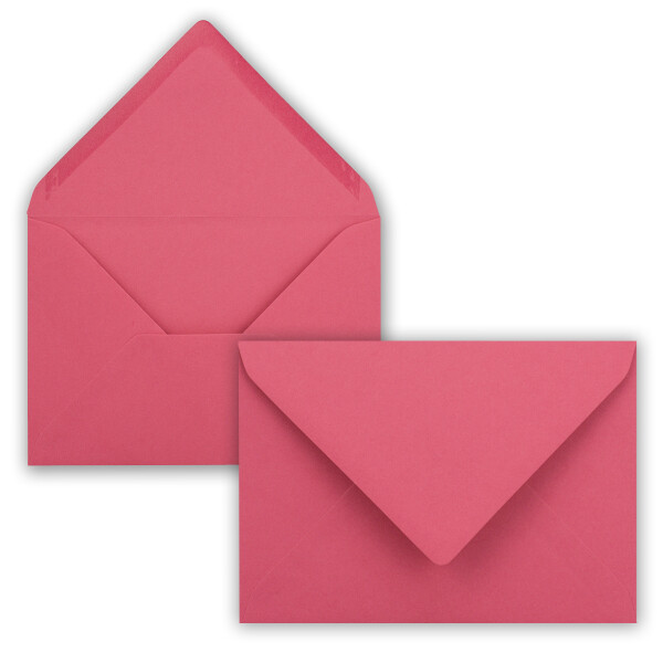 25 Brief-Umschläge - Flamingo-Pink - DIN C6 - 114 x 162 mm - Kuverts mit Nassklebung ohne Fenster für Gruß-Karten & Einladungen - Serie FarbenFroh