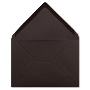 75 Brief-Umschläge - Dunkel-Braun - DIN C6 - 114 x 162 mm - Kuverts mit Nassklebung ohne Fenster für Gruß-Karten & Einladungen - Serie FarbenFroh