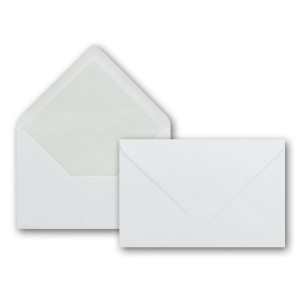 Briefumschläge in Weiß - 25 Stück - Format: 120 x 180 mm - DIN B6 - Nassklebung - mit grauem Seidenfutter - 100 g/m² - ohne Fenster - Premiumqualität GUSTAV NEUSER