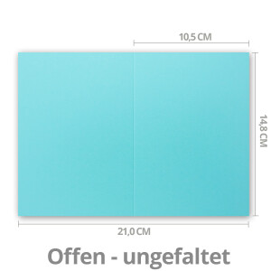 50x Falt-Karten DIN A6 in Türkis - 10,5 x 14,8 cm - Blanko - Doppel-Karten - 240 g/m²