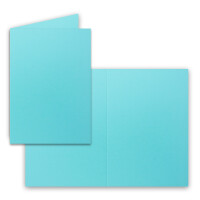 50x Falt-Karten DIN A6 in Türkis - 10,5 x 14,8 cm - Blanko - Doppel-Karten - 240 g/m²